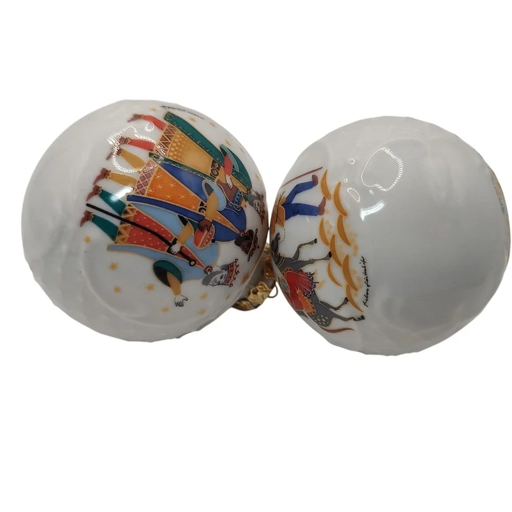 Vintage Lindner Nativity Ornaments Hand Painted Porcelain Bavaria Set of Two‎ - Picture 8 of 15